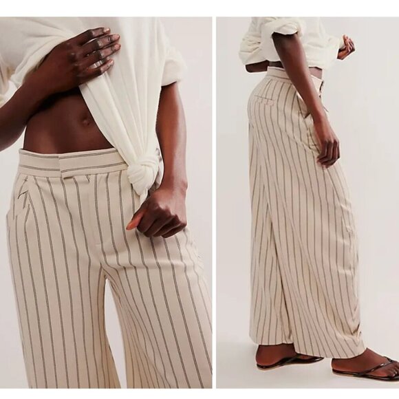 NEW Free People | Tegan Striped Barrel Trousers - Picture 3 of 12
